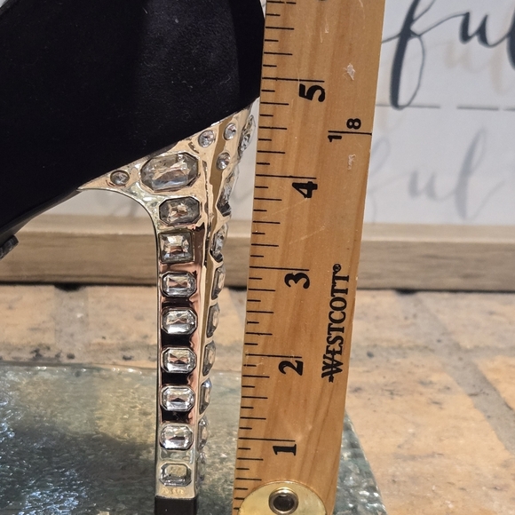 Simply Vera Vera Wang Black Open Toe Jewel Heel Platform Wmns Sz 8.5 - Picture 2 of 11